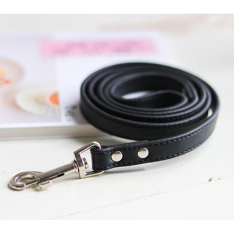 Pet Leather Control leash collar